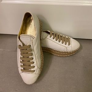 ---PRADA- LEATHER Lace Up ESPADRILLE SNEAKERS---